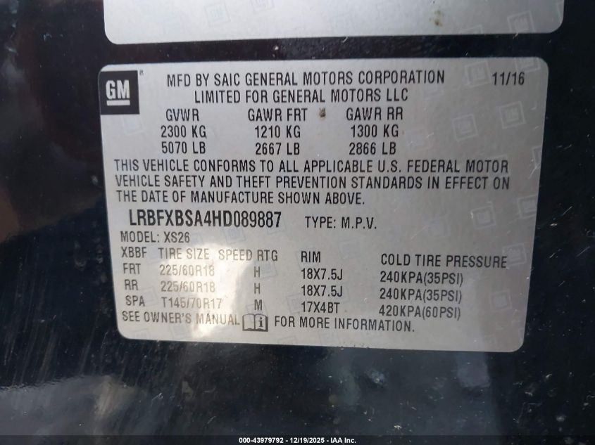 2017 Buick Envision Essence VIN: LRBFXBSA4HD089887 Lot: 43979792