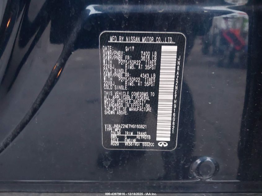 2017 Infiniti Qx80 Limited VIN: JN8AZ2NE7H9160821 Lot: 43979816