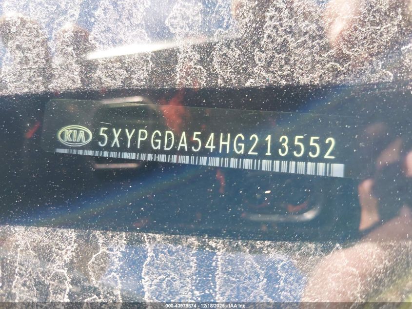 2017 Kia Sorento 3.3L Lx VIN: 5XYPGDA54HG213552 Lot: 43979874