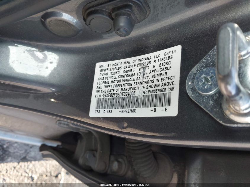 2013 Honda Civic Ex-L VIN: 19XFB2F95DE024006 Lot: 43979899