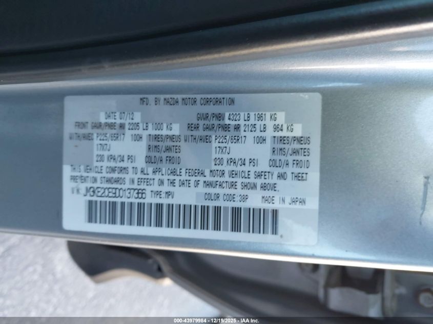 2013 Mazda Cx-5 Touring VIN: JM3KE2CE9D0137366 Lot: 43979984