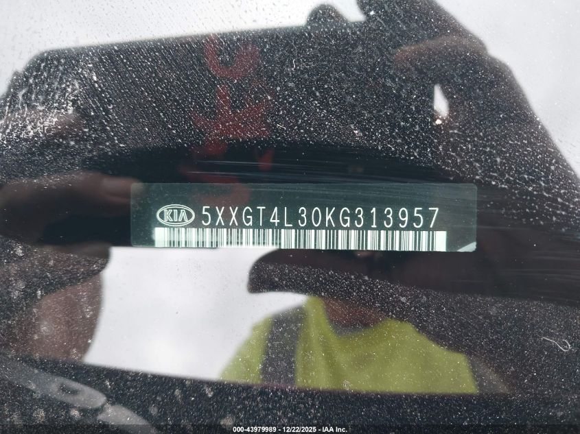 2019 Kia Optima S VIN: 5XXGT4L30KG313957 Lot: 43979989
