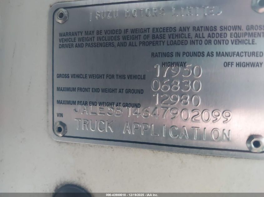 2004 Isuzu W5S042 Nqr Dsl VIN: JALE5B14647902099 Lot: 43980018