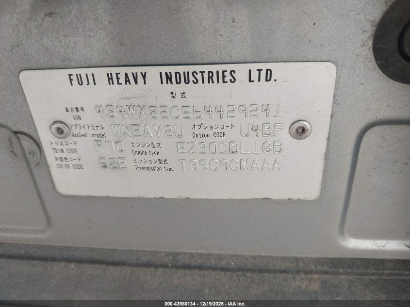 2006 Subaru B9 Tribeca Limited 5-Passenger VIN: 4S4WX82C564429241 Lot: 43980134