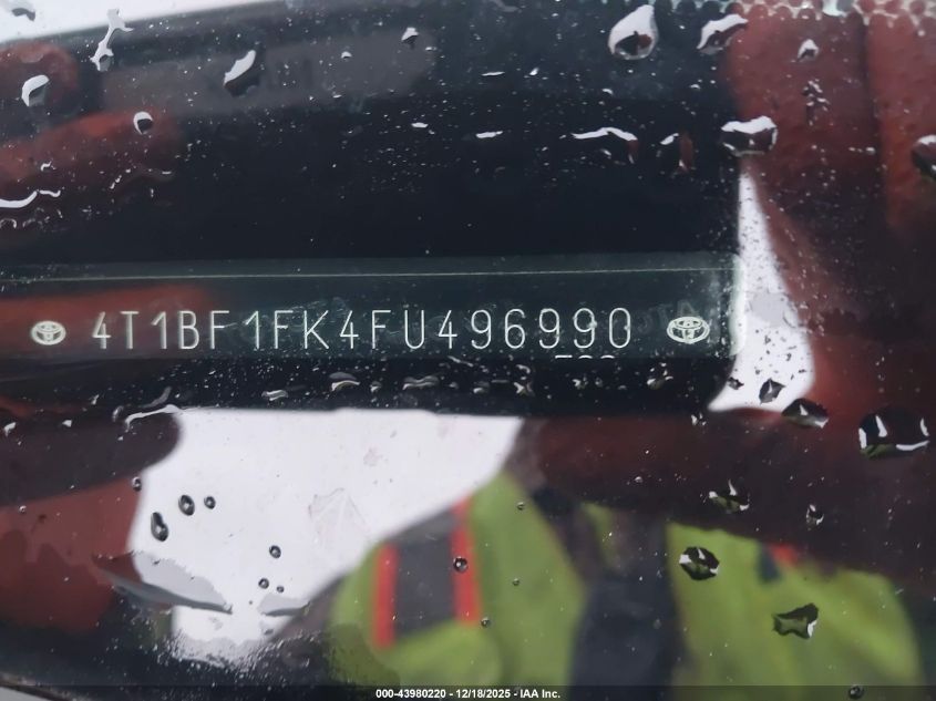 2015 Toyota Camry Se VIN: 4T1BF1FK4FU496990 Lot: 43980220