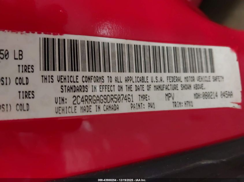 2016 Dodge Grand Caravan Se Plus VIN: 2C4RDGBG7GR107562 Lot: 43980254