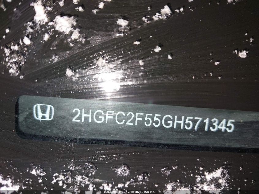 2016 Honda Civic Lx VIN: 2HGFC2F55GH571345 Lot: 43980318