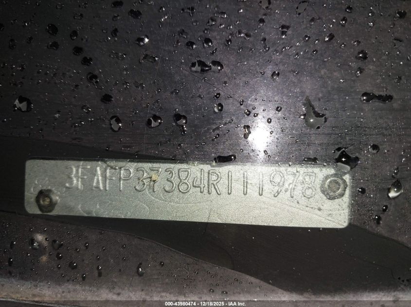 2004 Ford Focus Zx5 VIN: 3FAFP37384R111978 Lot: 43980474