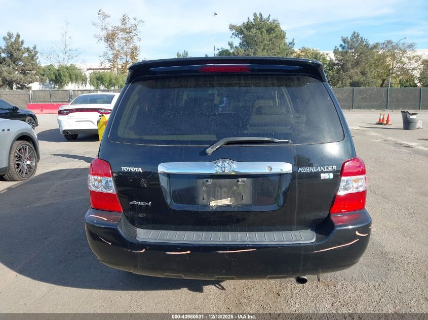 2006 Toyota Highlander Hybrid Limited V6 VIN: JTEEW21A760021424 Lot: 43980531