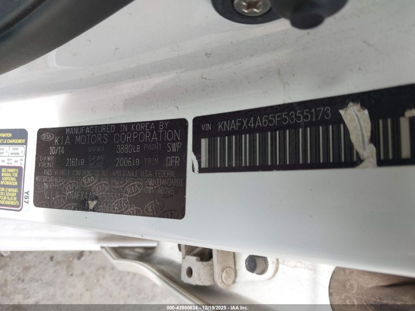 2015 Kia Forte Lx VIN: KNAFX4A65F5355173 Lot: 43980634