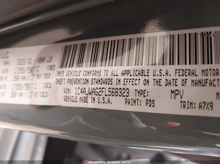 2015 Jeep Wrangler Willys Wheeler VIN: 1C4AJWAG2FL568323 Lot: 43980672