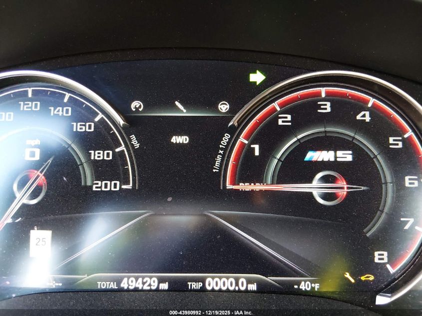 2019 BMW M5 Competition VIN: WBSJF0C54KB285456 Lot: 43980992