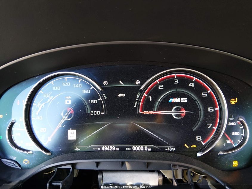 2019 BMW M5 Competition VIN: WBSJF0C54KB285456 Lot: 43980992