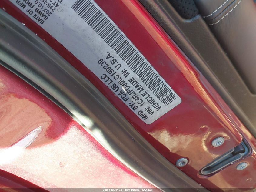 2020 Jeep Grand Cherokee Srt VIN: 1C4RJFDJ0LC199239 Lot: 43981124