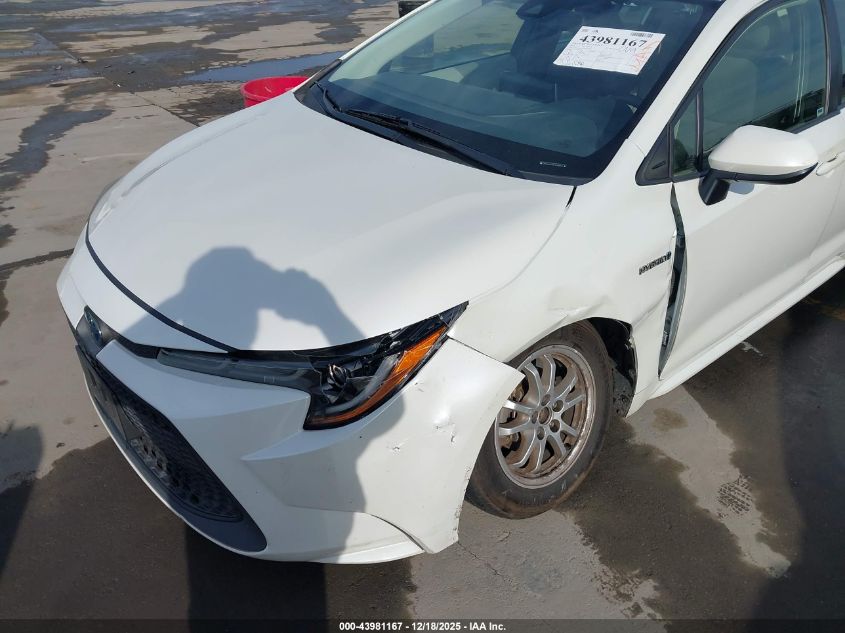 2021 Toyota Corolla Hybrid Le VIN: JTDEAMDE3MJ032859 Lot: 43981167