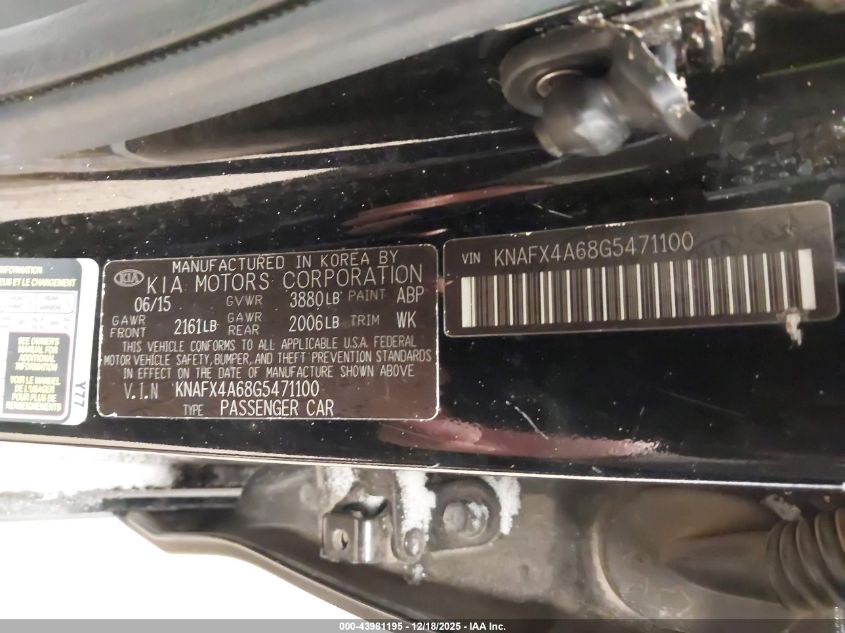 2016 Kia Forte Lx VIN: KNAFX4A68G5471100 Lot: 43981195