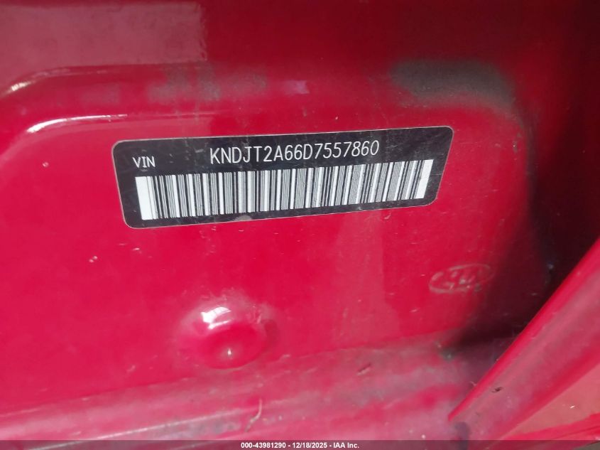 2013 Kia Soul + VIN: KNDJT2A66D7557860 Lot: 43981290