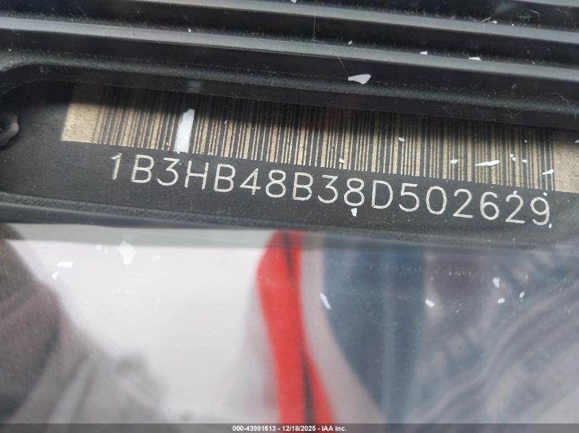 2008 Dodge Caliber Sxt VIN: 1B3HB48B38D502629 Lot: 43981613