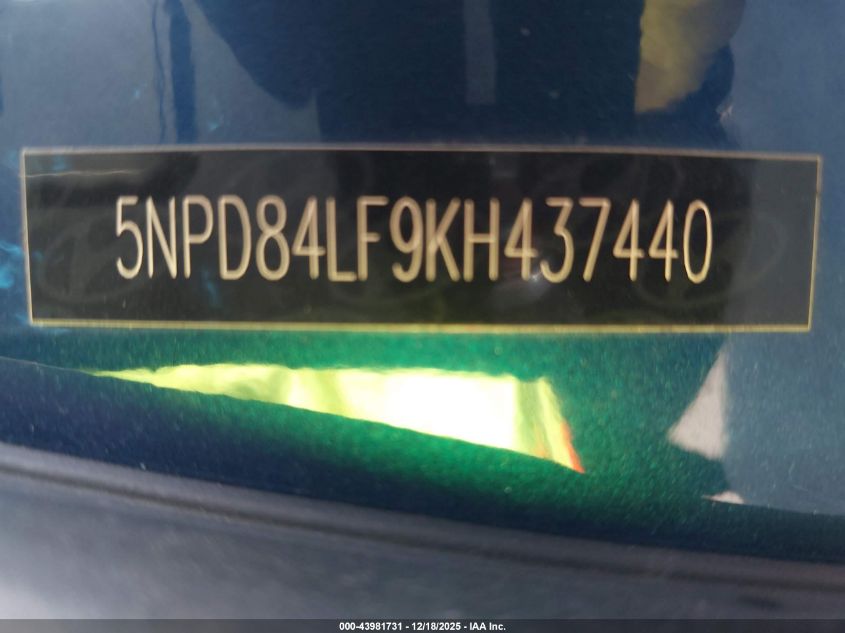 2019 Hyundai Elantra Limited VIN: 5NPD84LF9KH437440 Lot: 43981731