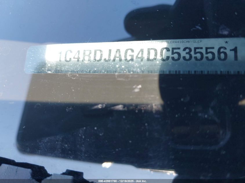 2013 Dodge Durango Sxt VIN: 1C4RDJAG4DC535561 Lot: 43981788