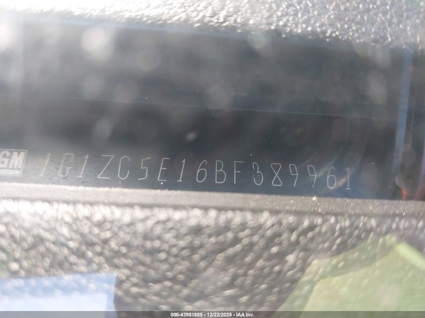 2011 Chevrolet Malibu 1Lt VIN: 1G1ZC5E16BF389961 Lot: 43981805