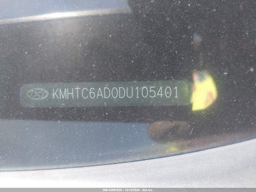 2013 Hyundai Veloster Base W/Gray VIN: KMHTC6AD0DU105401 Lot: 43981825