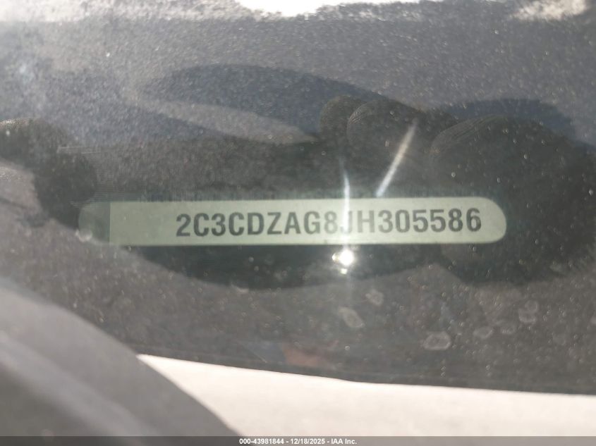 2018 Dodge Challenger Sxt Plus VIN: 2C3CDZAG8JH305586 Lot: 43981844