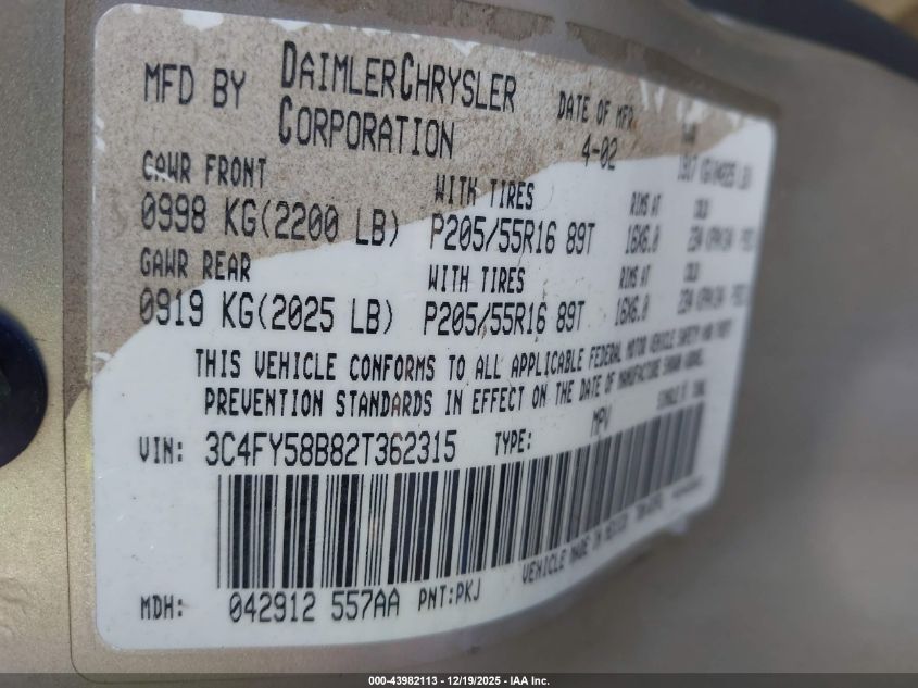 2003 Chrysler Pt Cruiser Gt VIN: 3C4FY78G43T540651 Lot: 43982113