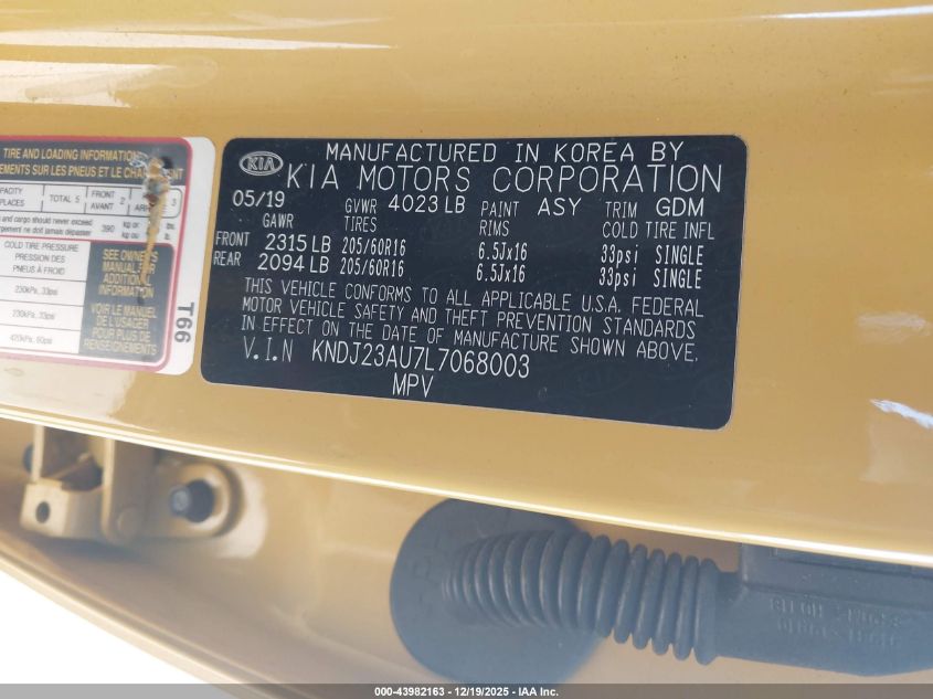 2020 Kia Soul Lx VIN: KNDJ23AU7L7068003 Lot: 43982163