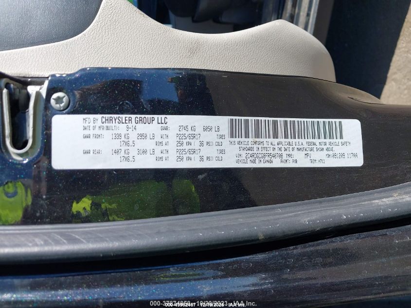 2015 Dodge Grand Caravan Sxt VIN: 2C4RDGCG8FR540708 Lot: 43982467