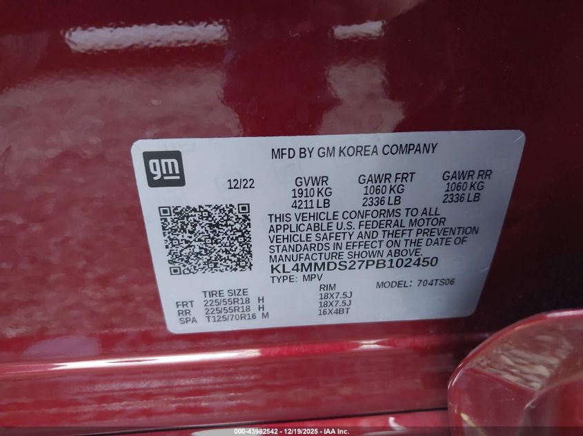 2023 Buick Encore Gx Select Fwd VIN: KL4MMDS27PB102450 Lot: 43982542