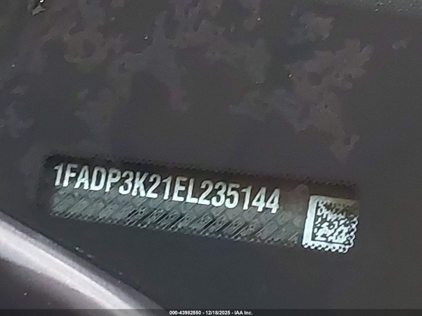 2014 Ford Focus Se VIN: 1FADP3K21EL235144 Lot: 43982550