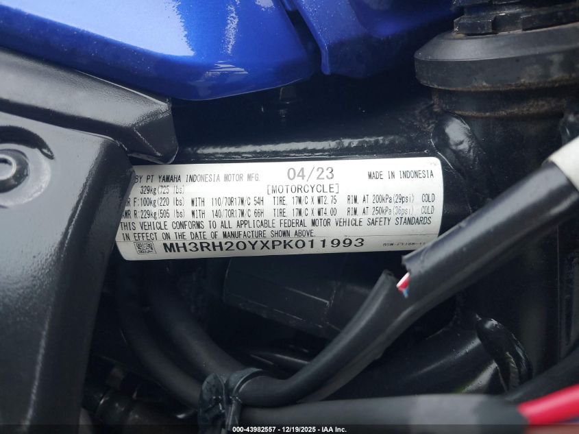 2023 Yamaha Mt-03 VIN: MH3RH20YXPK011993 Lot: 43982557