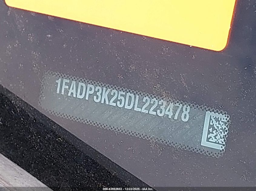 2013 Ford Focus Se VIN: 1FADP3K25DL223478 Lot: 43982602