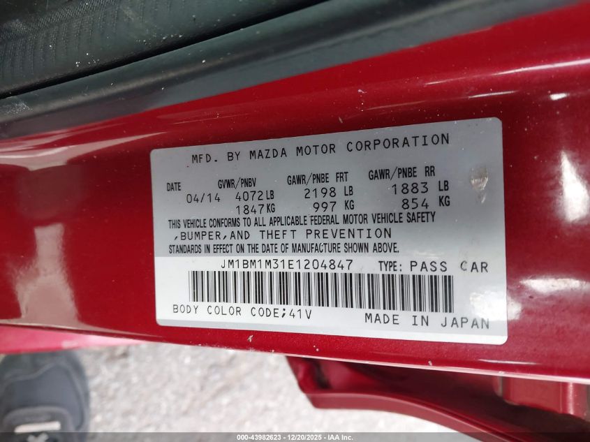 2014 Mazda Mazda3 S Grand Touring VIN: JM1BM1M31E1204847 Lot: 43982623