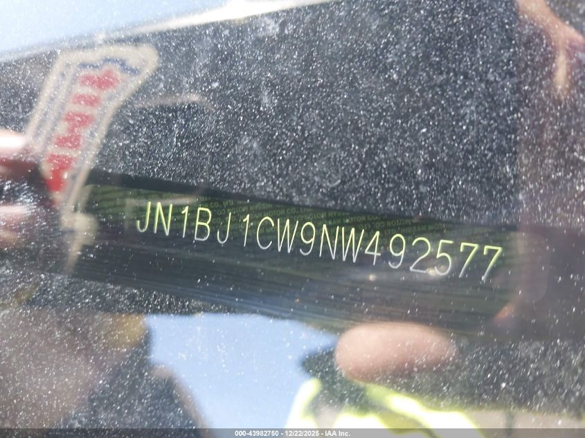2022 Nissan Rogue Sport Sl Awd Xtronic Cvt VIN: JN1BJ1CW9NW492577 Lot: 43982750