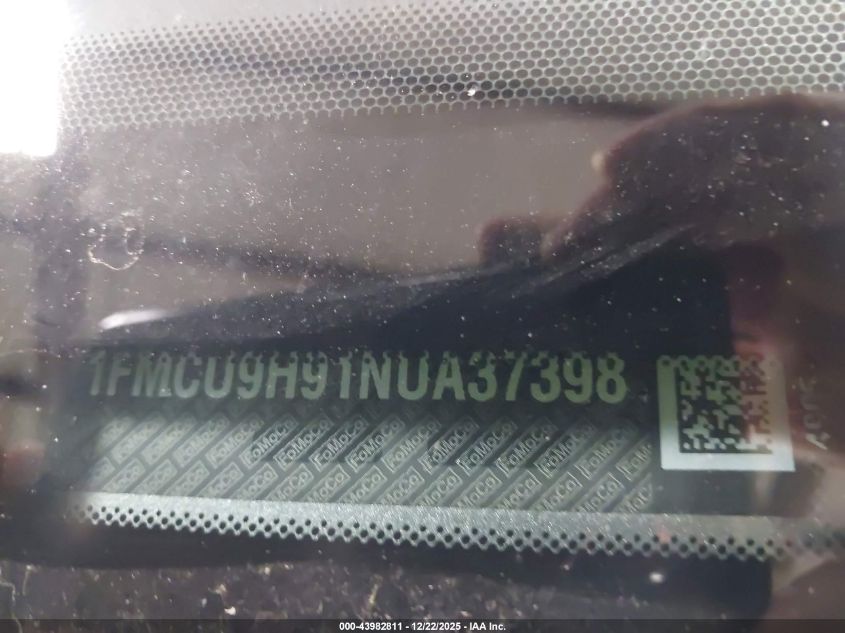 2022 Ford Escape Sel VIN: 1FMCU9H91NUA37398 Lot: 43982811