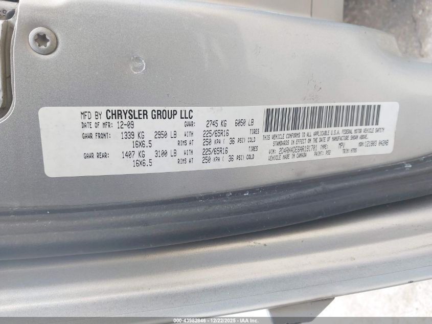 2010 Dodge Grand Caravan Se VIN: 2D4RN4DE6AR191701 Lot: 43982846