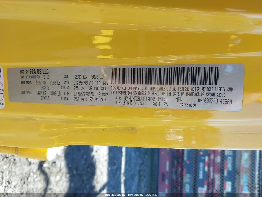 2018 Jeep Wrangler Unlimited Rubicon 4X4 VIN: 1C4HJXFG8JW314670 Lot: 43982936