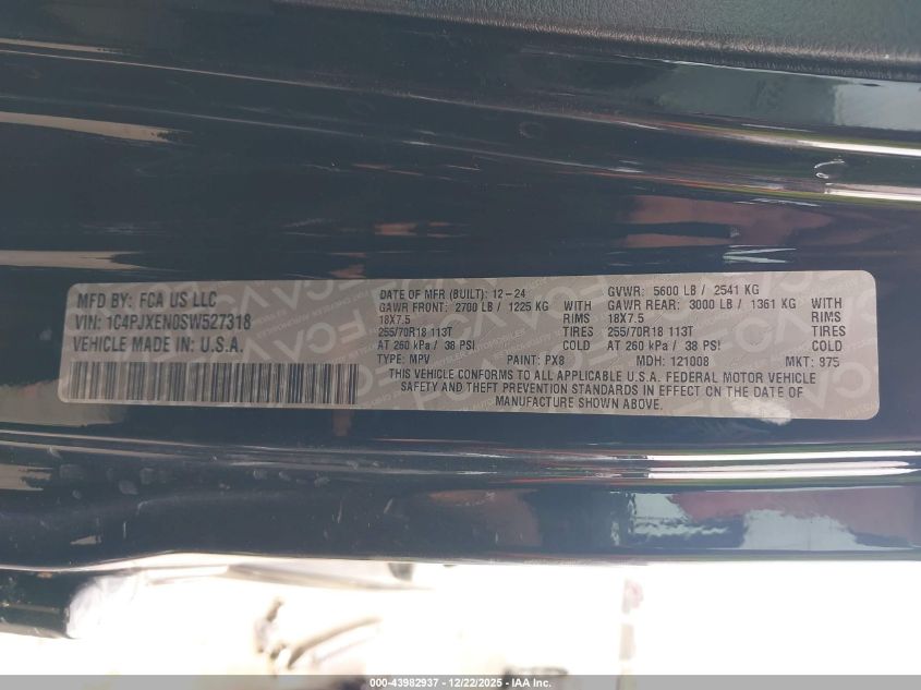 2025 Jeep Wrangler 4-Door Sahara 4X4 VIN: 1C4PJXEN0SW527318 Lot: 43982937