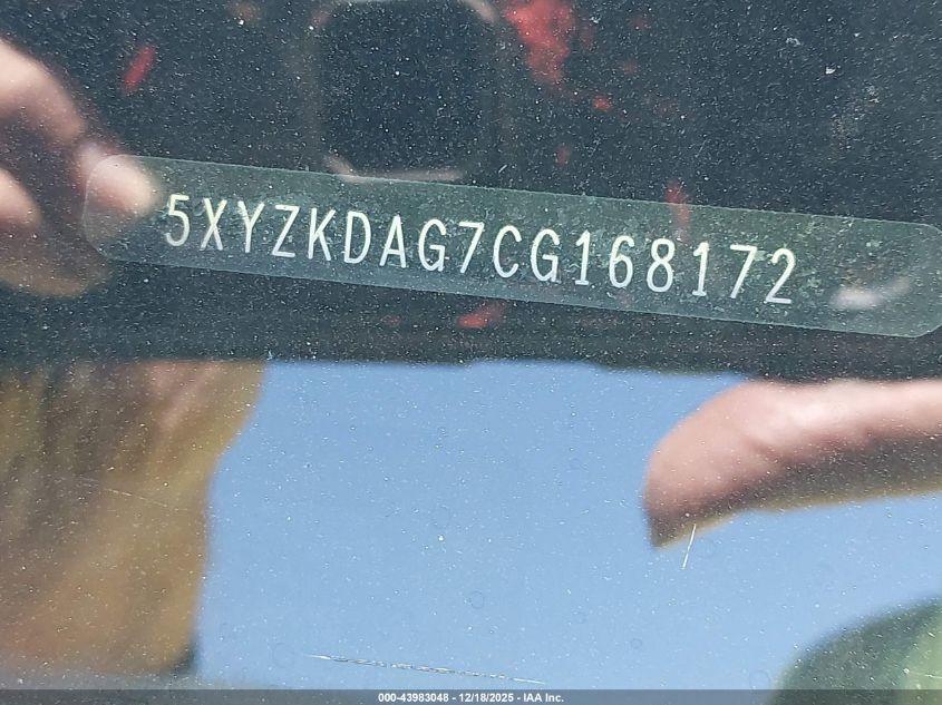 2012 Hyundai Santa Fe Limited V6 VIN: 5XYZKDAG7CG168172 Lot: 43983048