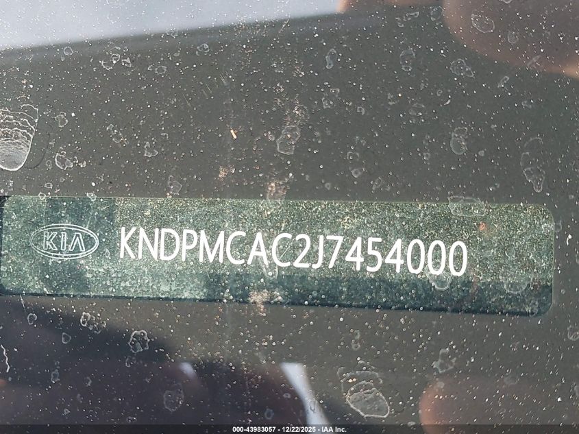 2018 Kia Sportage Lx VIN: KNDPMCAC2J7454000 Lot: 43983057