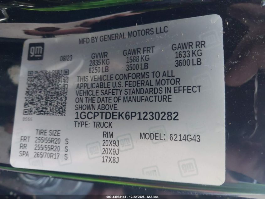 2023 Chevrolet Colorado 4Wd Short Box Z71 VIN: 1GCPTDEK6P1230282 Lot: 43983141