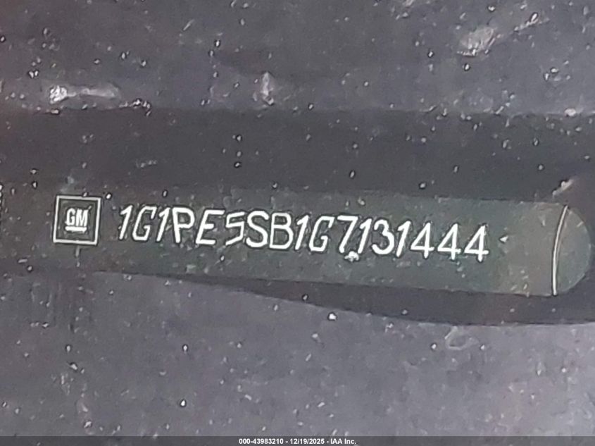 2016 Chevrolet Cruze Limited 1Lt Auto VIN: 1G1PE5SB1G7131444 Lot: 43983210