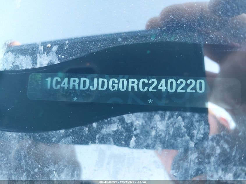 2024 Dodge Durango Gt Plus Awd VIN: 1C4RDJDG0RC240220 Lot: 43983225