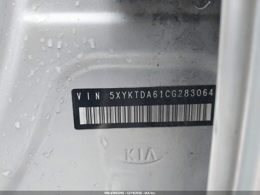 2012 Kia Sorento Lx VIN: 5XYKTDA61CG283064 Lot: 43983290