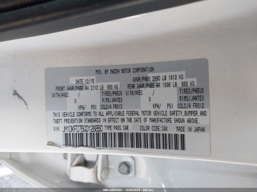 2016 Mazda Cx-3 Grand Touring VIN: JM1DKFD75G0128850 Lot: 43983291
