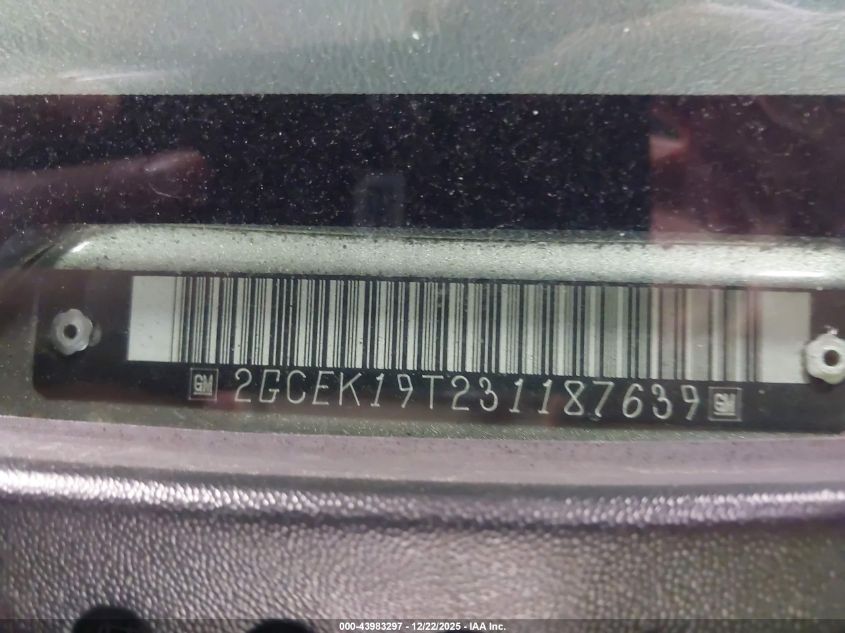 2003 Chevrolet Silverado 1500 Ls VIN: 2GCEK19T231187639 Lot: 43983297