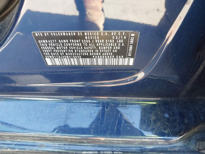 2014 Volkswagen Jetta 1.8T Se VIN: 3VWD17AJ4EM416536 Lot: 43983309