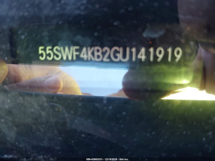 2016 Mercedes-Benz C 300 4Matic VIN: 55SWF4KB2GU141919 Lot: 43983331